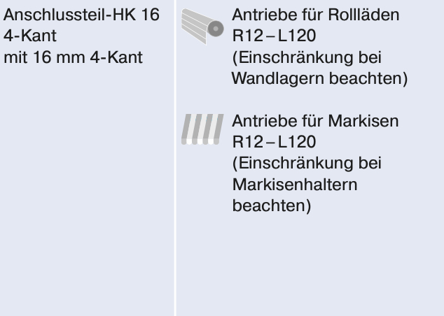 Anschlußteil 4-kant  für Handkurbelanschluß