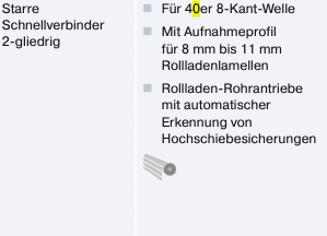 Starre Schnellverbindern  für 40iger Welle