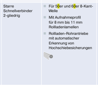 Starre Schnellverbinder 2-gliedrig