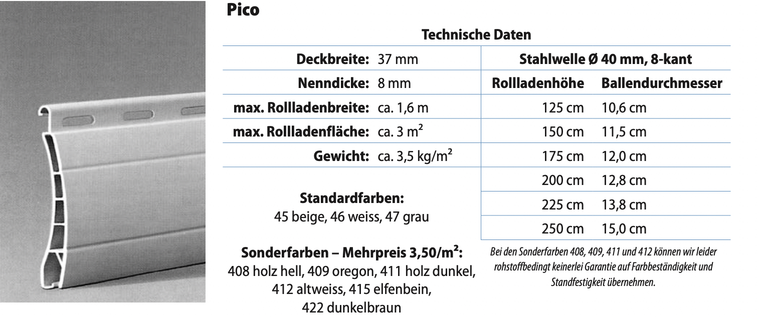 PVC Rollladenpanzer Pico 8/37 mm