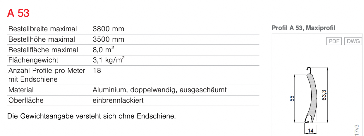 Aluminium Rollladenpanzer A53 Warema