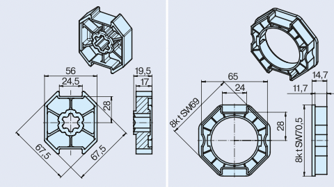 Mitnehmer für 70iger 8-Kant Welle