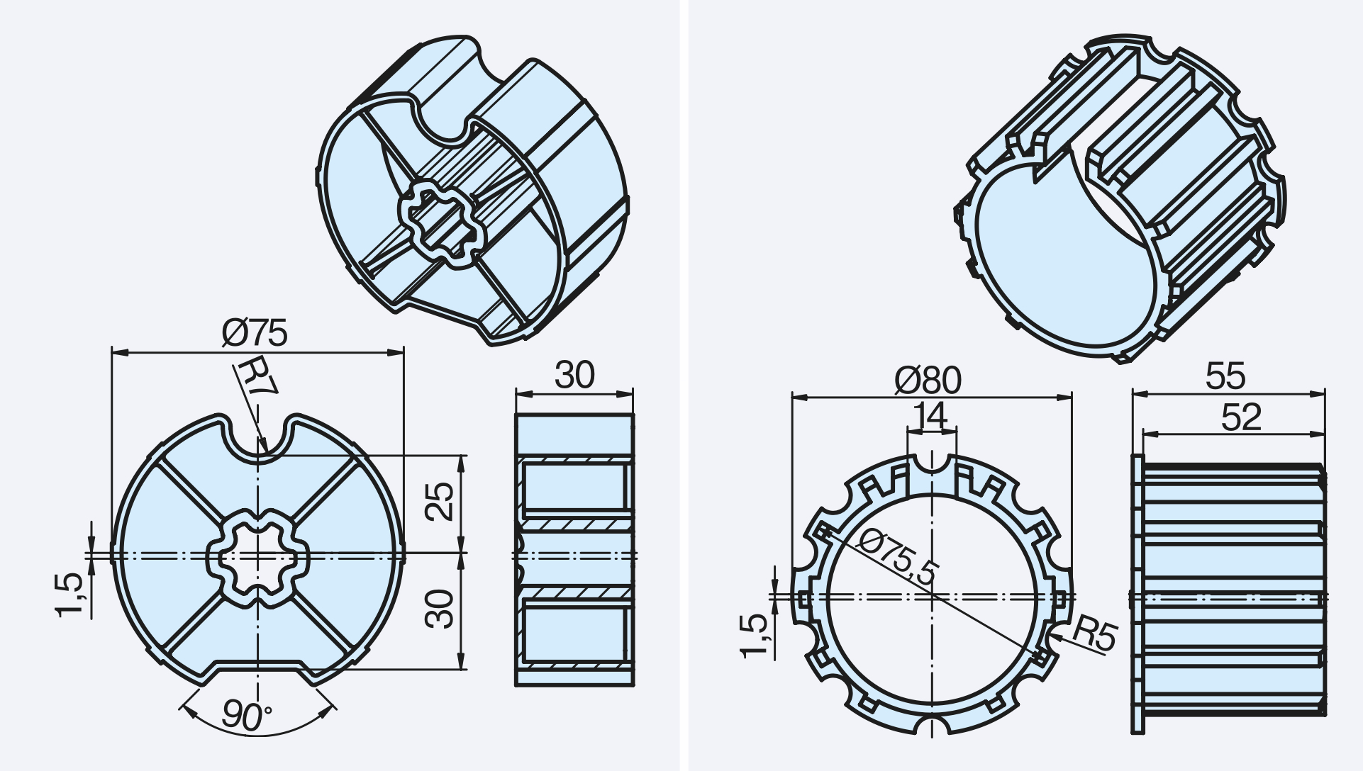 Mitnehmer für Sonnenschutzantriebe  DW 78 N L50-L120