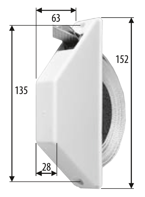 Mini-Halbeinlaß-Gurtwickler, weiss